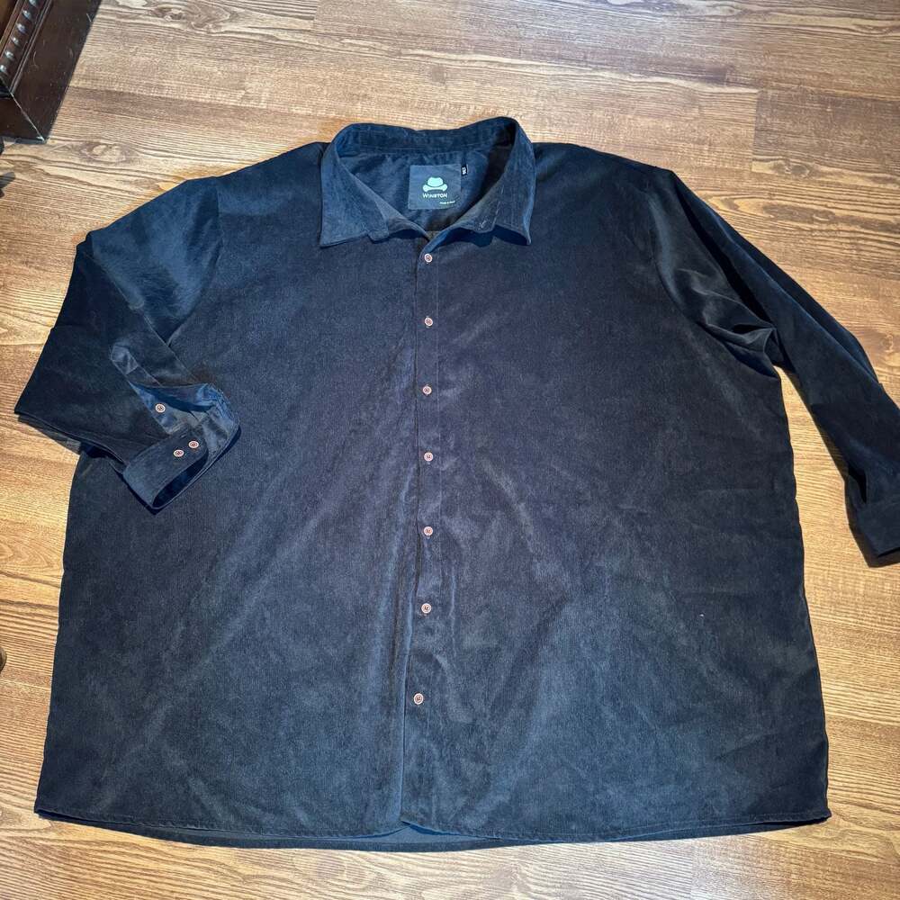 NWOT Winston Men’s 6XLT Black Corduroy Button Down Shirt Long Sleeve Big Tall